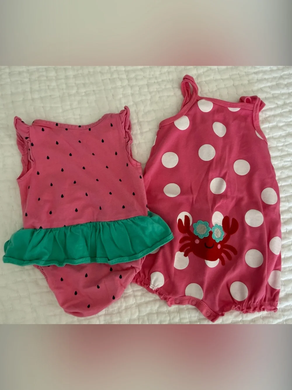 Carter's Bright Pink Infant Day Onesies, Set of Two, 6MO
